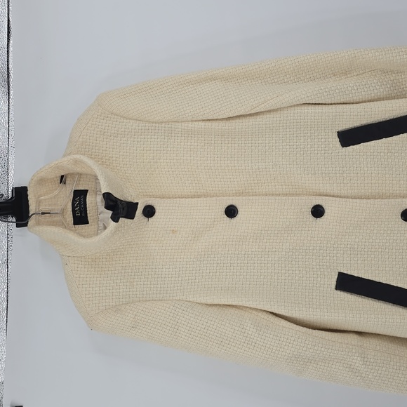 Dana Buchman Tweet Ivory Wool Button Down Coat Size 12 - Picture 2 of 10